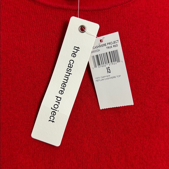 NWT The Cashmere Project Red Peplum 100% Cashmere Sweater Size XS - Picture 3 of 9